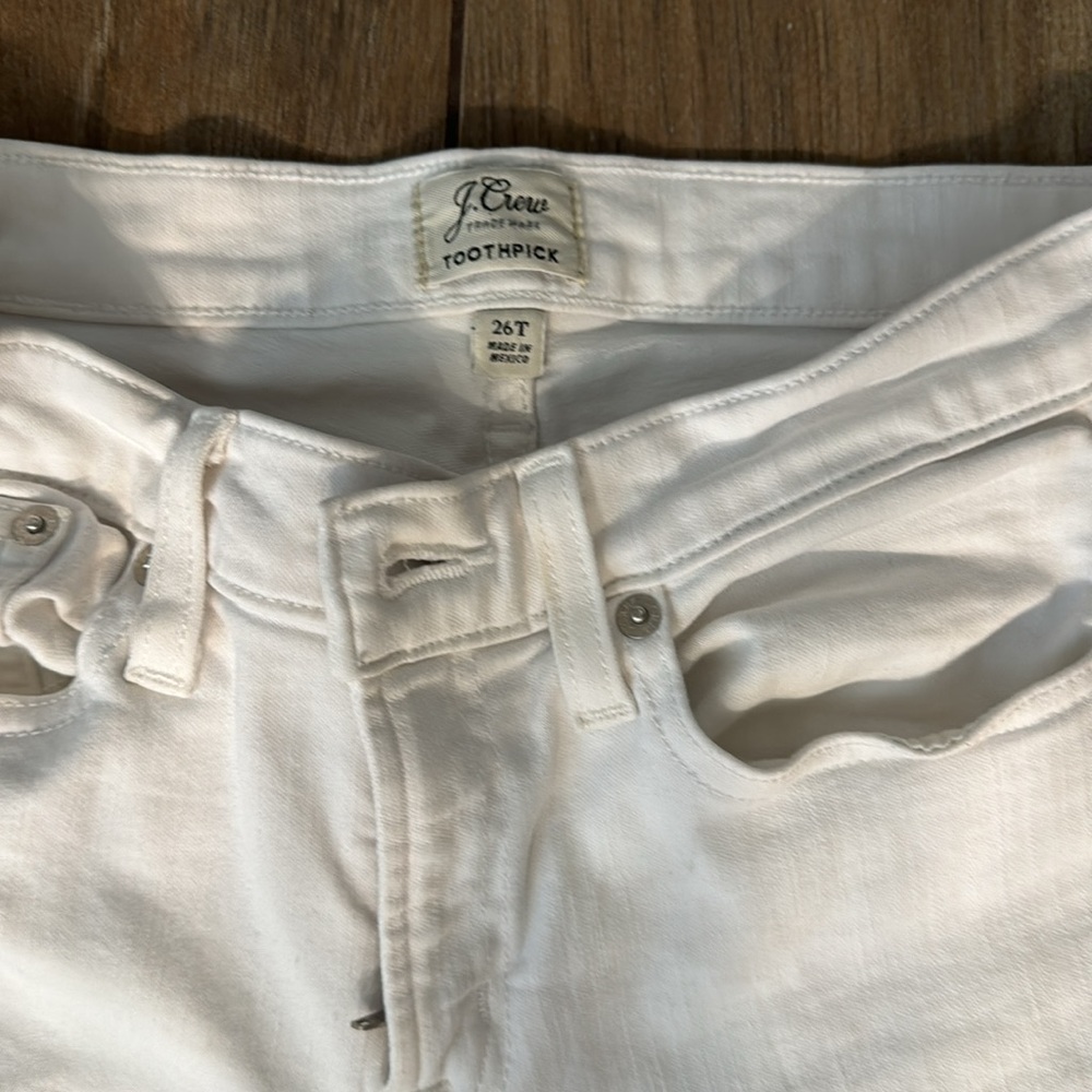J.Crew white toothpick denim jeans size 26T - Picture 2 of 3